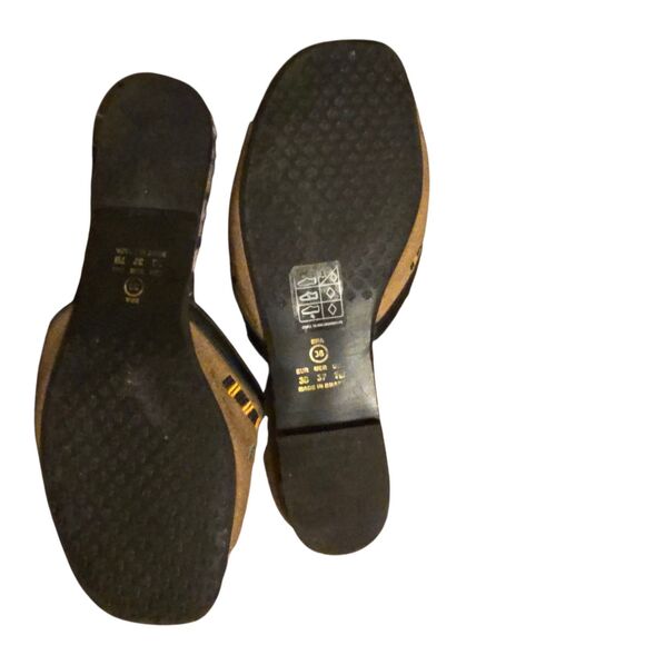 Ferrucci Leopard Embroidered Sandal US 7B Leather Suede Hand Made Maximalist - Picture 9 of 12